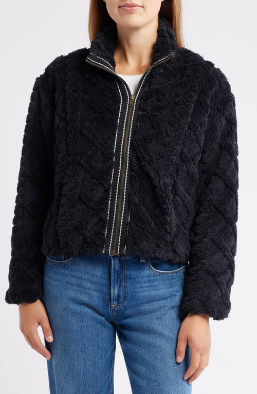 City Blues Textured Faux Fur Jacket In Black