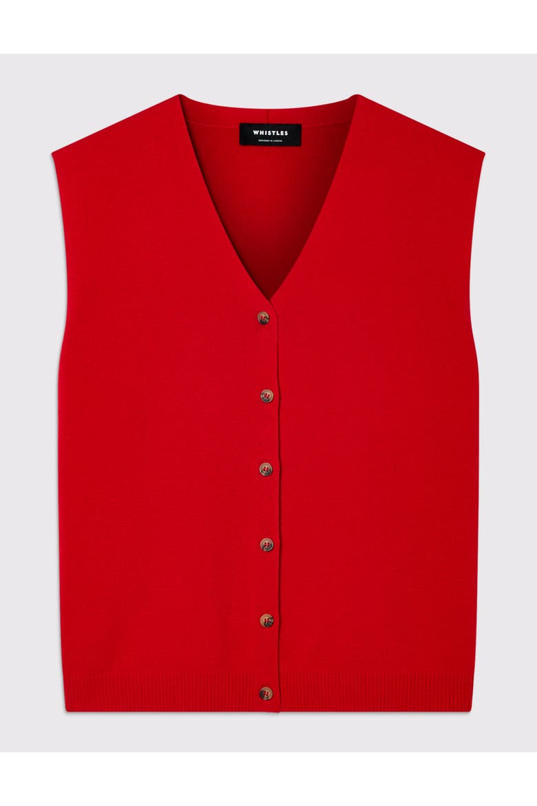 V-Neck Button Front Knit Tank, Alternate, color, Red