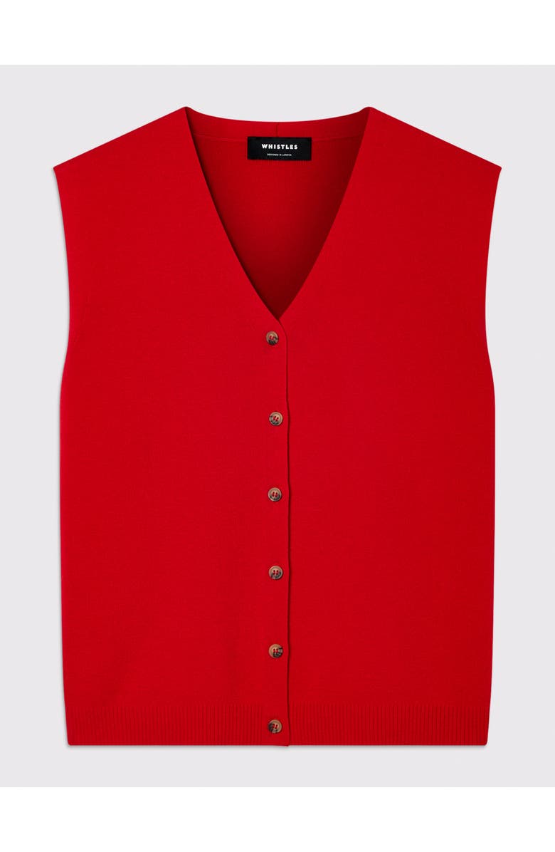Whistles V-Neck Button Front Knit Tank, Alternate, color, Red