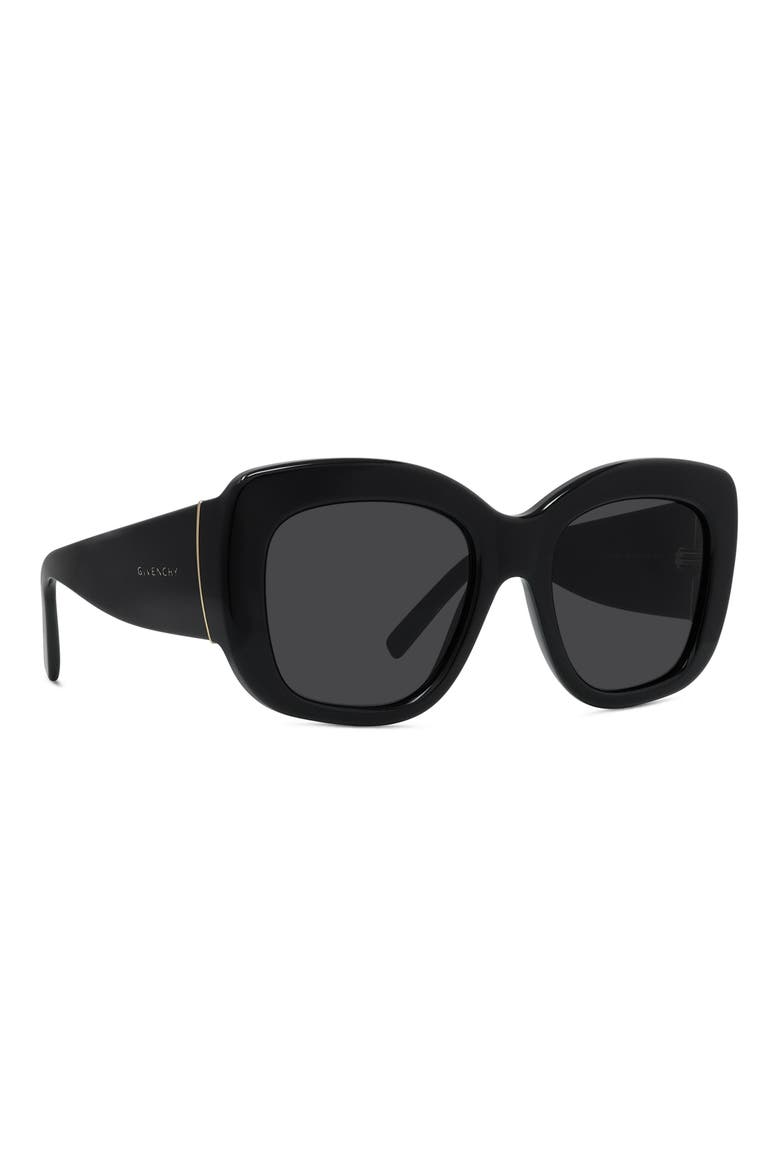 Bold 53mm Gradient Butterfly Sunglasses, Alternate, color, SHINY BLACK / SMOKE