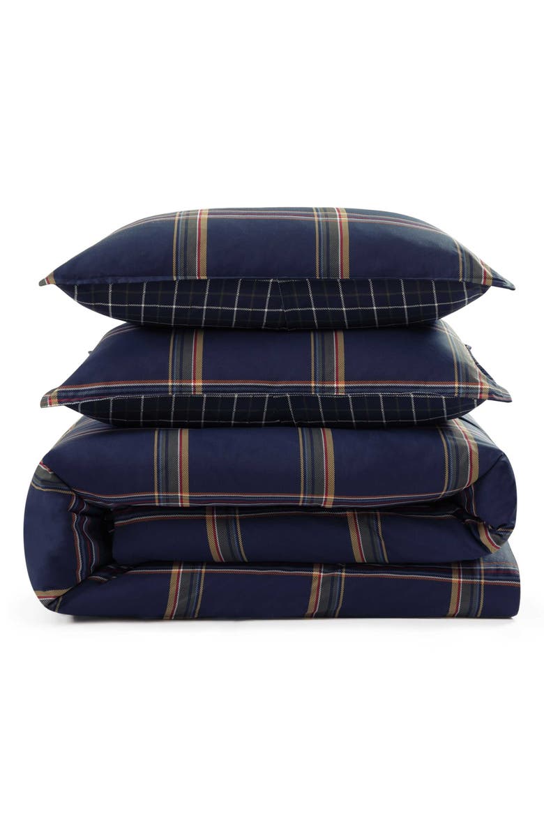 Tommy Hilfiger Beacon Plaid Duvet Cover & Shams Set, Main, color, Navy Blue/ Dark Yellow