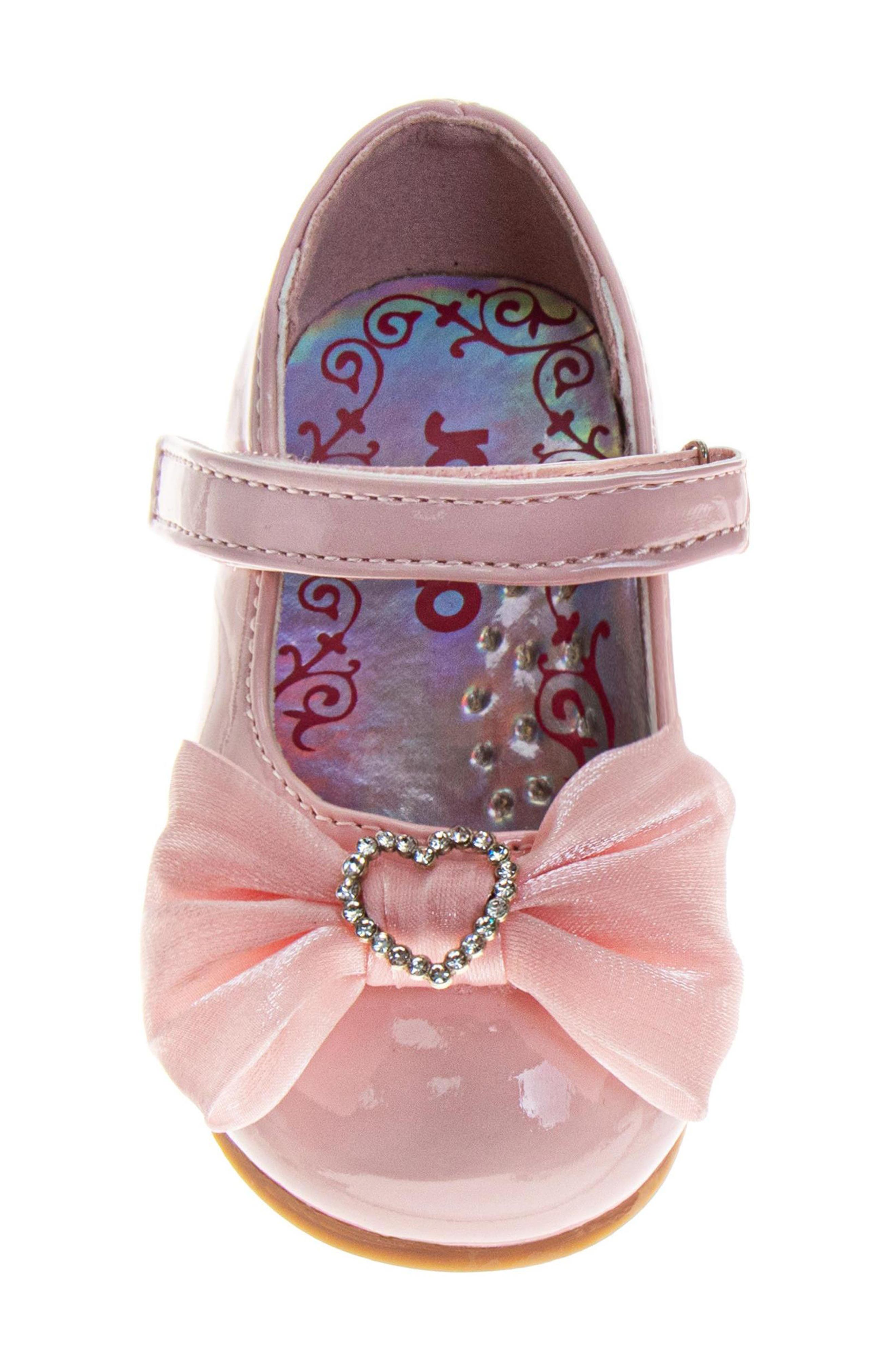 Kids' Bow Dress Flat, Alternate, color, BLUSH PATENT