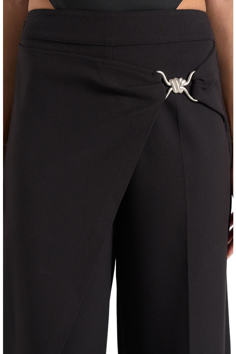 Beryl Wrap Front Tailored Trousers With Hardware Detail, Alternate, color, Black