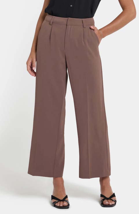 Crepe Ankle Wide Leg Pants