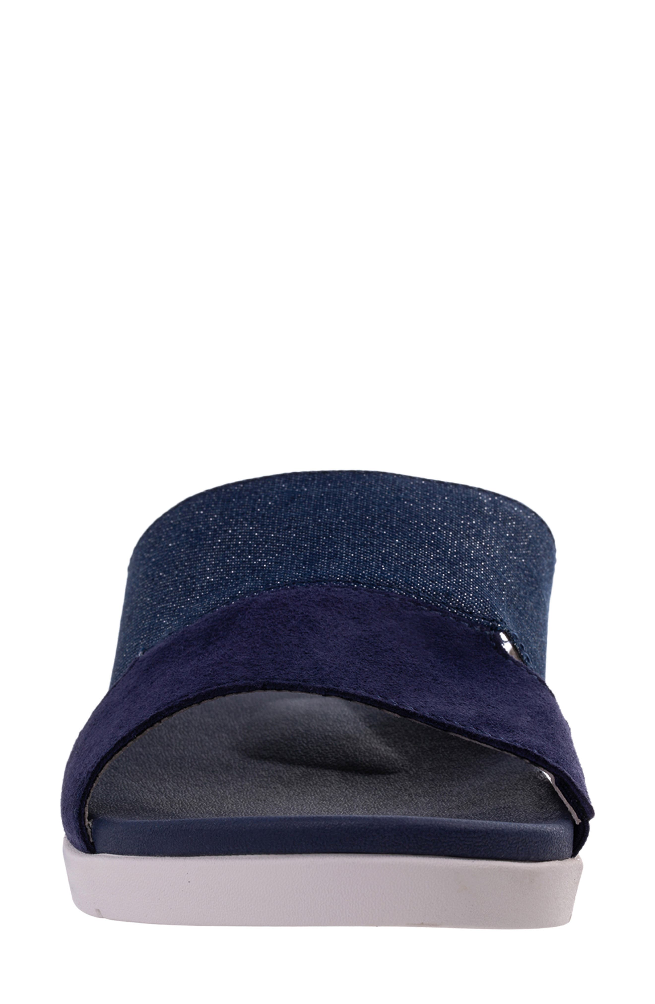 Dawn Shimmer Slide Sandal, Alternate, color, PEACOAT