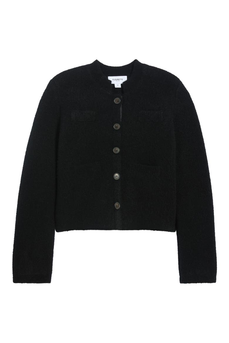 Boucle Cropped Jacket, Alternate, color, BLACK