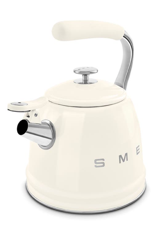 Smeg Stovetop Whistling Kettle In Cream