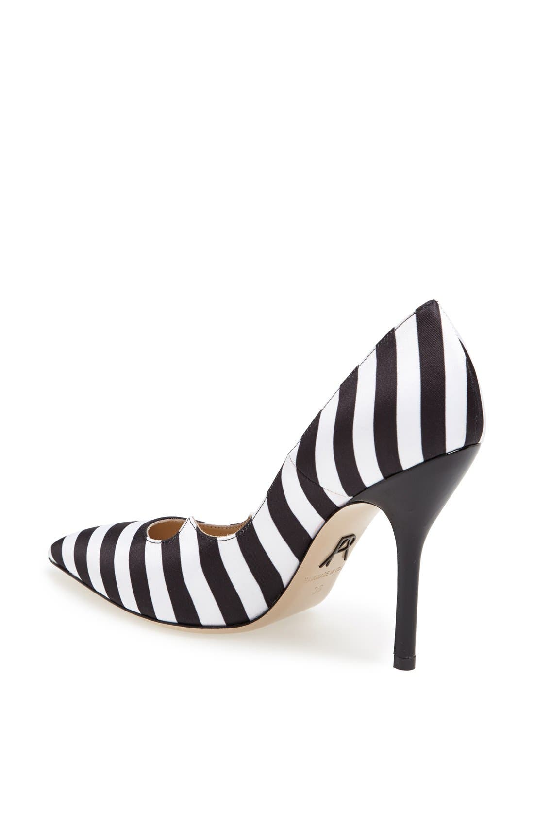 Paul Andrew 'Zenadia' Stripe Silk Pointy Toe Pump, Alternate, color, 