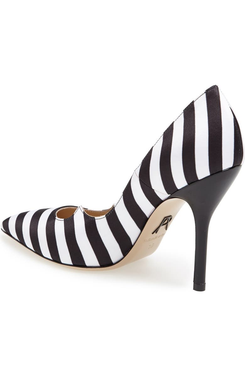 Paul Andrew 'Zenadia' Stripe Silk Pointy Toe Pump, Alternate, color,