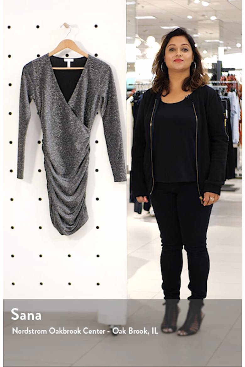Metallic Long Sleeve Wrap Dress video