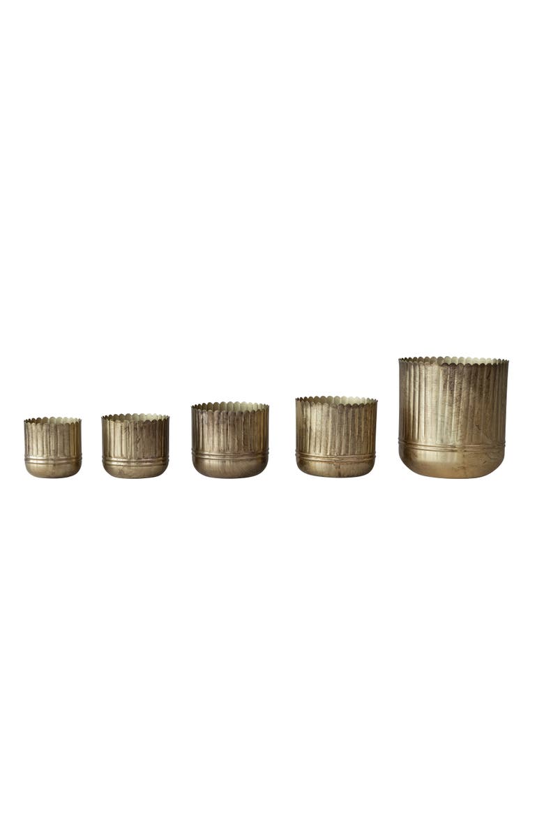 Storied Home Fluted Planters with Scalloped Rims, Main, color, Gold