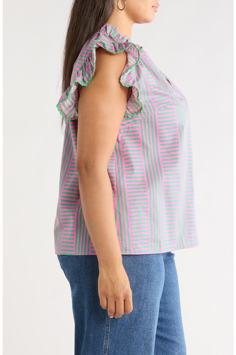 Valda Stripe Ruffle Top, Alternate, color, PINK-GRN-MUL