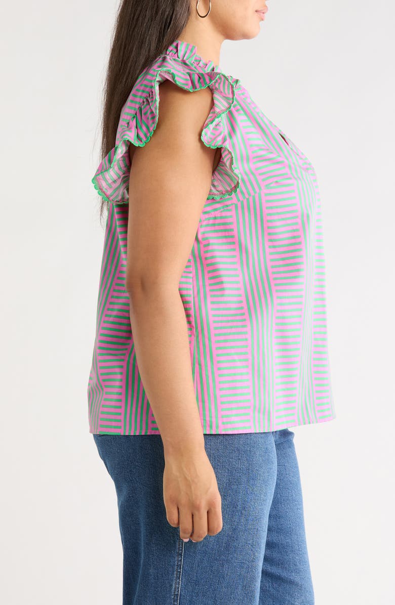 SUGARLIPS Valda Stripe Ruffle Top, Alternate, color, Pink-Grn-Mul
