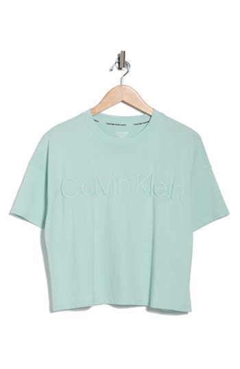 Calvin Klein Performance Puff Print Logo T-shirt In Green