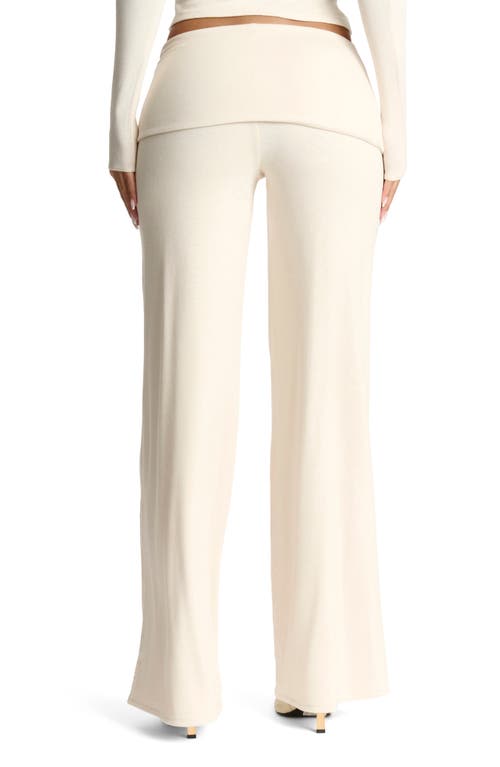 Naked Wardrobe Foldover Flare Pants In Cream