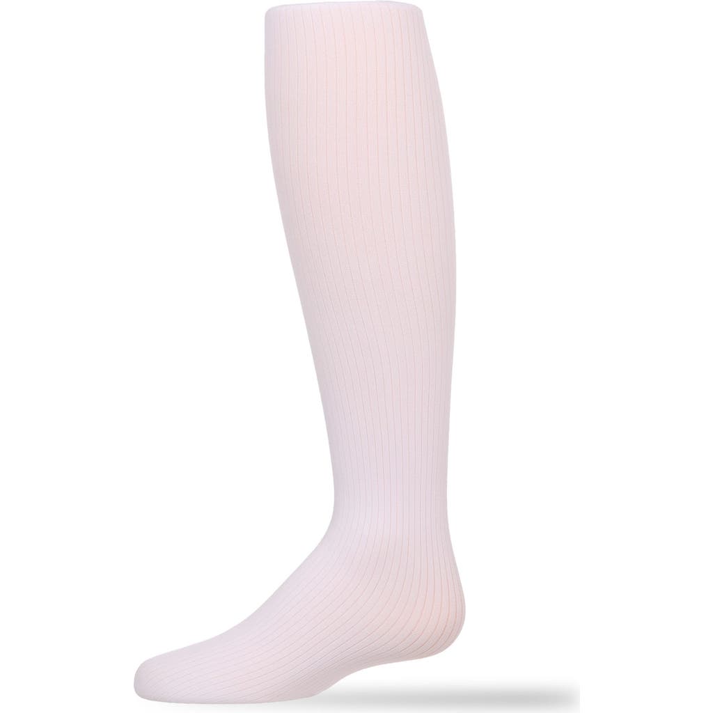 Memoi Kids' Opaque Fine Ribbed Nylon Tights In White