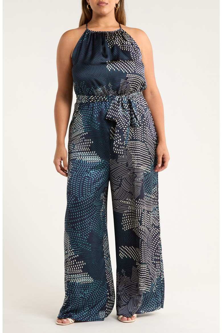 Kirby Geometric Wide Leg Jumpsuit, Main, color, NAVY-CREAM