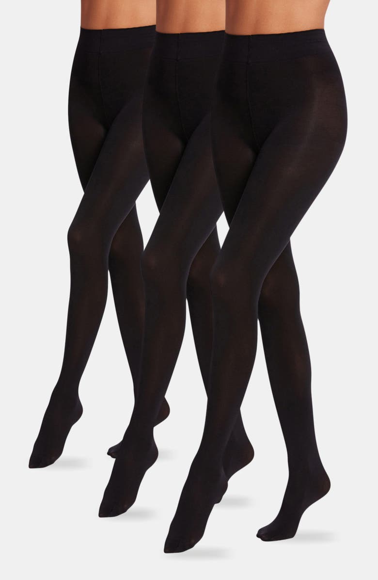 Wolford Velvet de Luxe 3-Pack Matte Tights, Main, color, Black