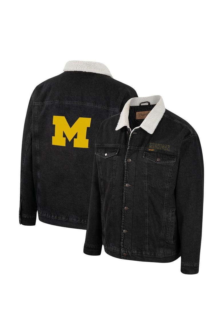 Men's Colosseum x Wrangler Charcoal Michigan Wolverines Western Button-Up Denim Jacket, Main, color, Charcoal