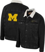 COLOSSEUM X WRANGLER Men's Colosseum x Wrangler Charcoal Michigan Wolverines Western Button-Up Denim Jacket