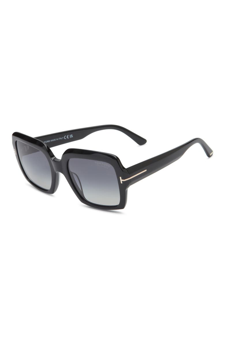 Kaya 54mm Polarized Gradient Square Sunglasses, Alternate, color, SHINY BLACK/ ECO/ POLAR