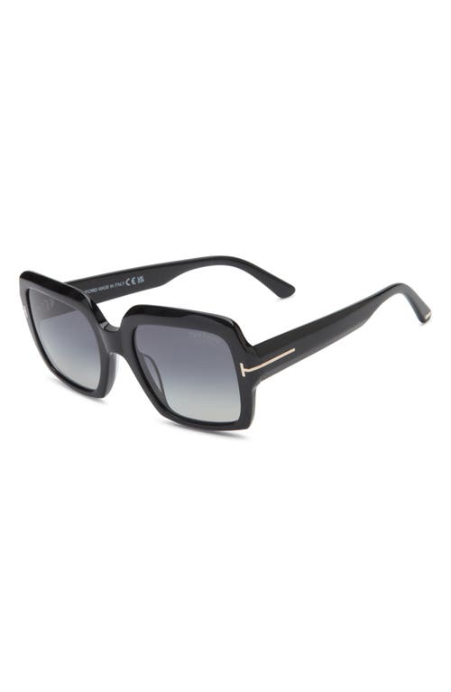 Tom Ford Kaya 54mm Polarized Gradient Square Sunglasses In Black