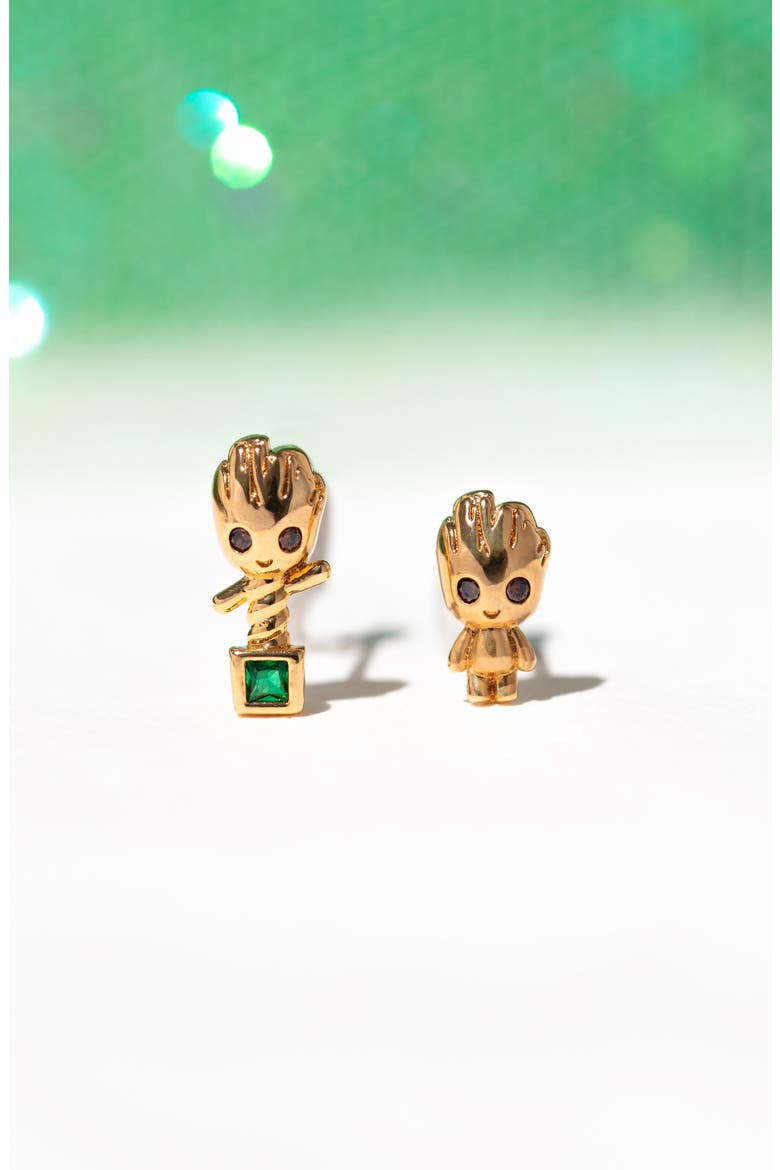 Marvel® Guardians of the Galaxy™ Groot Mismatched Stud Earrings, Alternate, color, GOLD