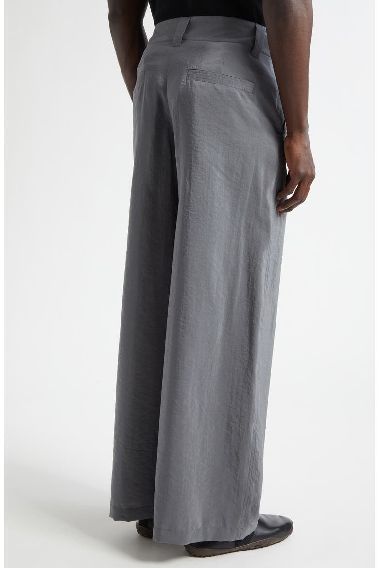 High Waist Silk Blend Wide Leg Pants, Alternate, color, ALUMINIUM