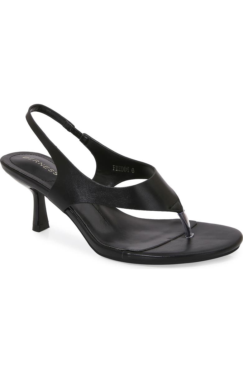 BERNESS Freddy Kitten Heel Thong Sandal, Main, color, Black Pu