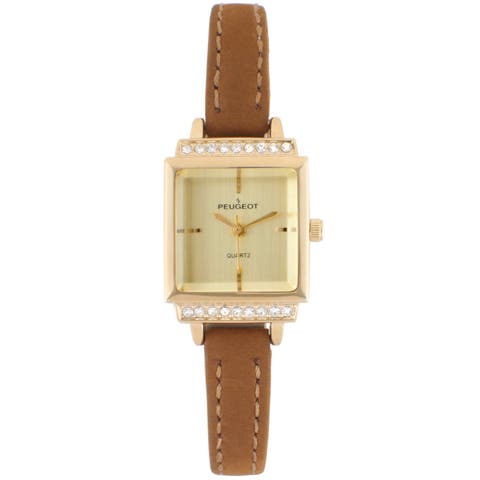Small Face Crystal Bezel Suede Watch- 22MM
