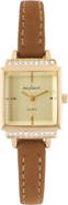 Peugeot Small Face Crystal Bezel Suede Watch- 22MM