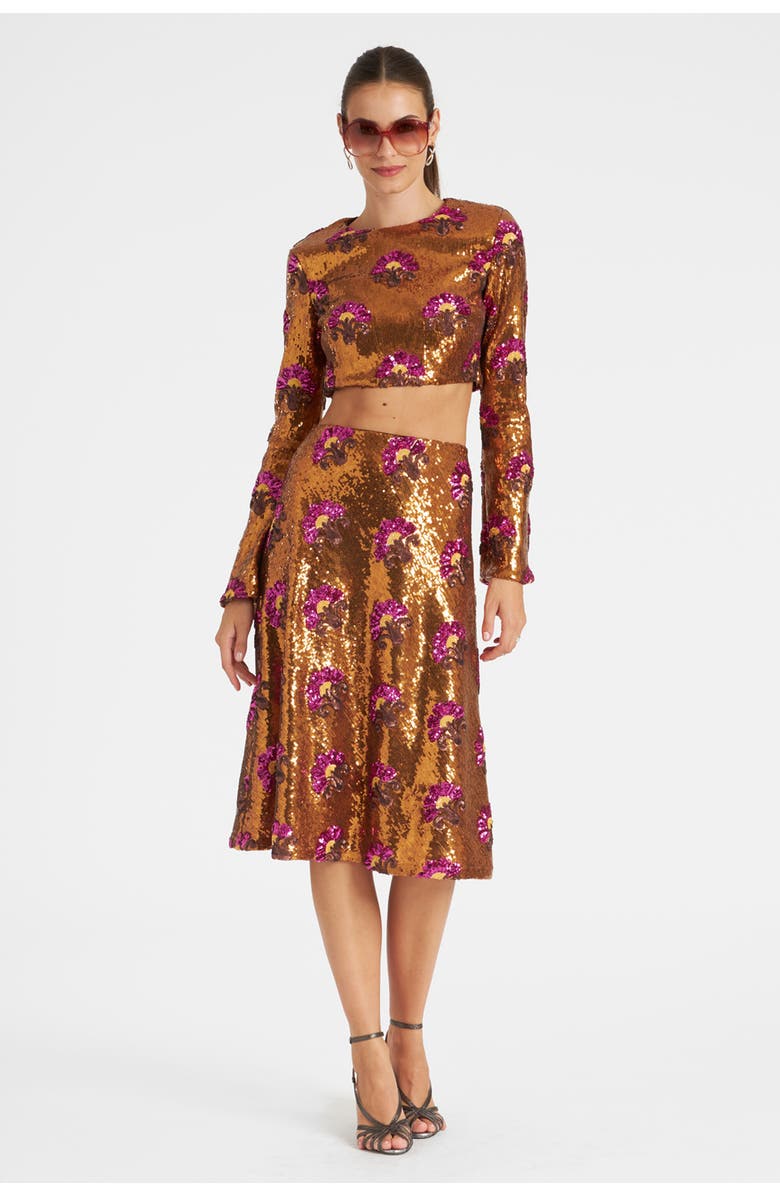 La DoubleJ Holly Crop Top Textured Sequins Rust, Main, color, Textured Sequins Rust