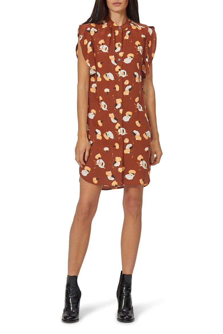 Lorainna Front Button Silk Dress, Main, color, TORTOISE SHELL MULTI