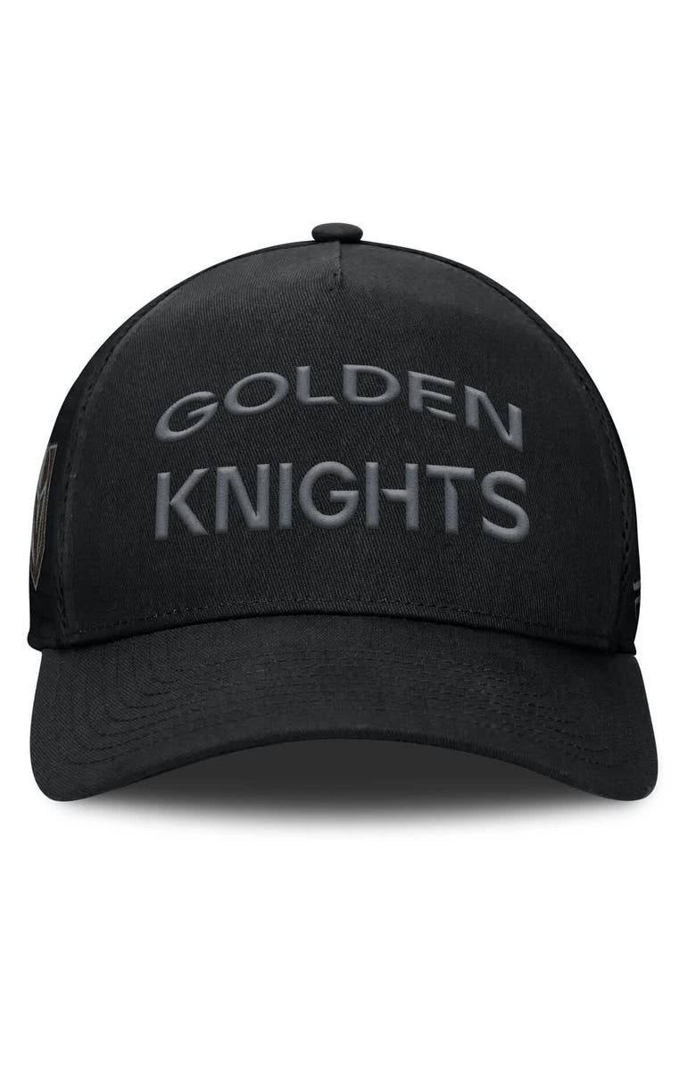 FANATICS Men's Fanatics Black Vegas Golden Knights Authentic Pro Road Stack Text A-Frame Adjustable Hat, Alternate, color, Black