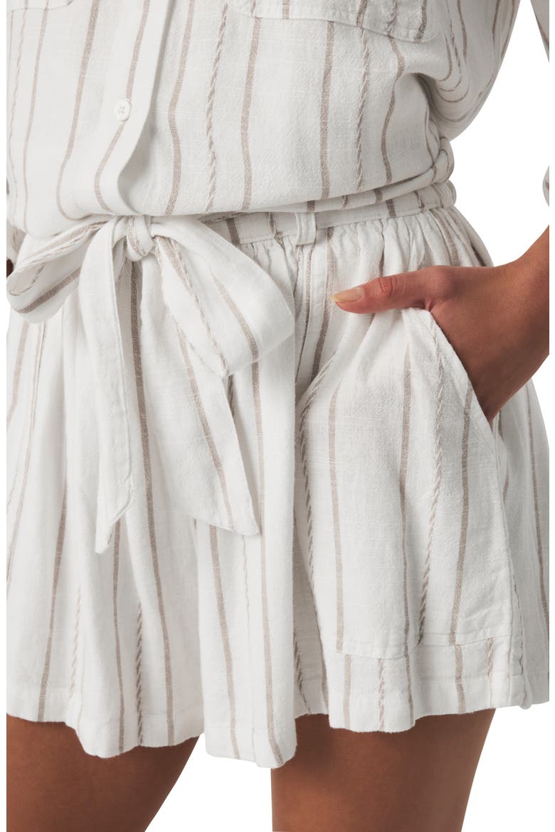 Gabrielle Stripe Belted Shorts, Alternate, color, WHITE/ FAWN