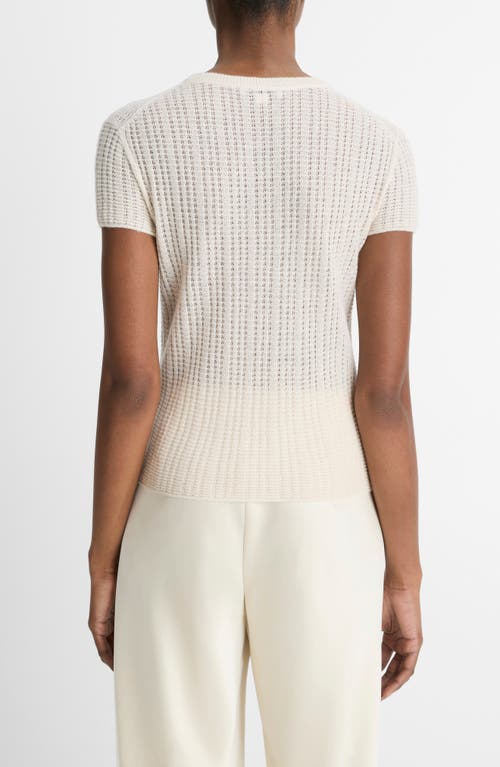 Vince Waffle Knit Short Sleeve Crew Neck Top In White Sand In White Sand