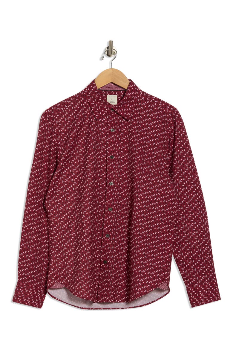 Paisley Print Slim Fit Stretch Button-Up Shirt, Alternate, color, RED/ BLACK