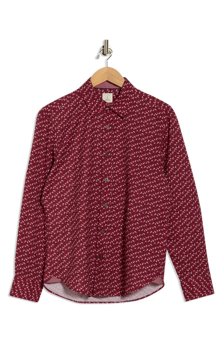 CONSTRUCT Paisley Print Slim Fit Stretch Button-Up Shirt, Alternate, color, Red/ Black