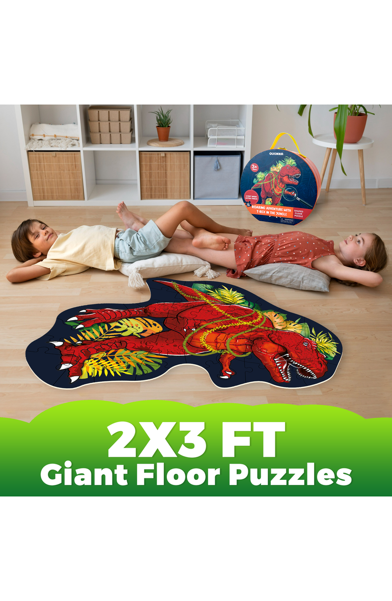 Quokka 2x3 Feet Giant Shaped Glitter Floor Puzzles for Kids Ages 3-5, Alternate, color, T-Rex