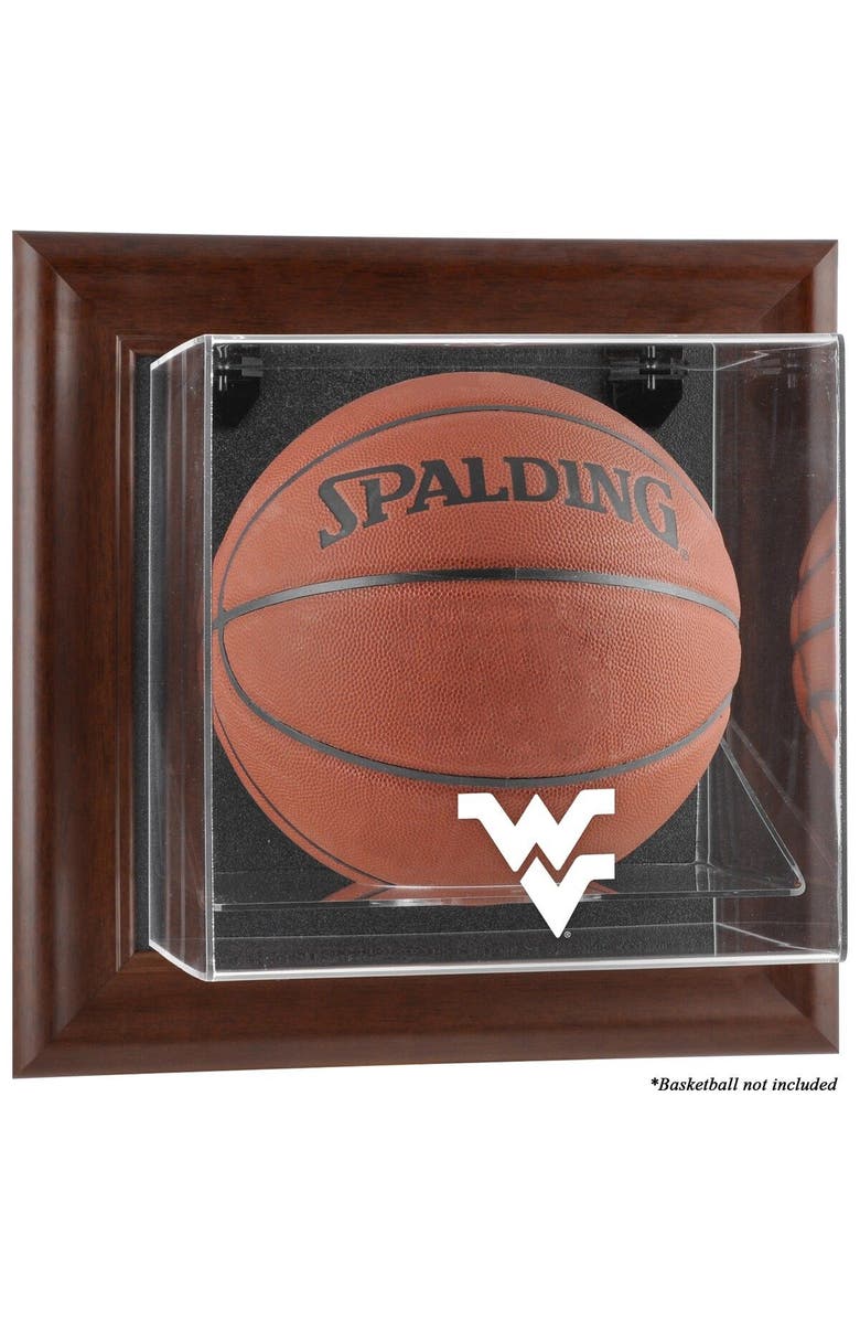 FANATICS AUTHENTIC West Virginia Mountaineers Brown Framed Wall-Mountable Basketball Display Case, Main, color, 