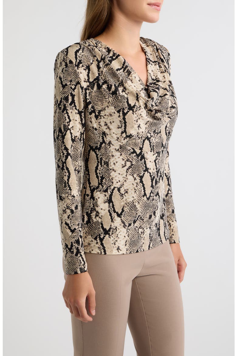 Cowl Neck Long Sleeve Top, Alternate, color, NATURAL CLAY MULTI