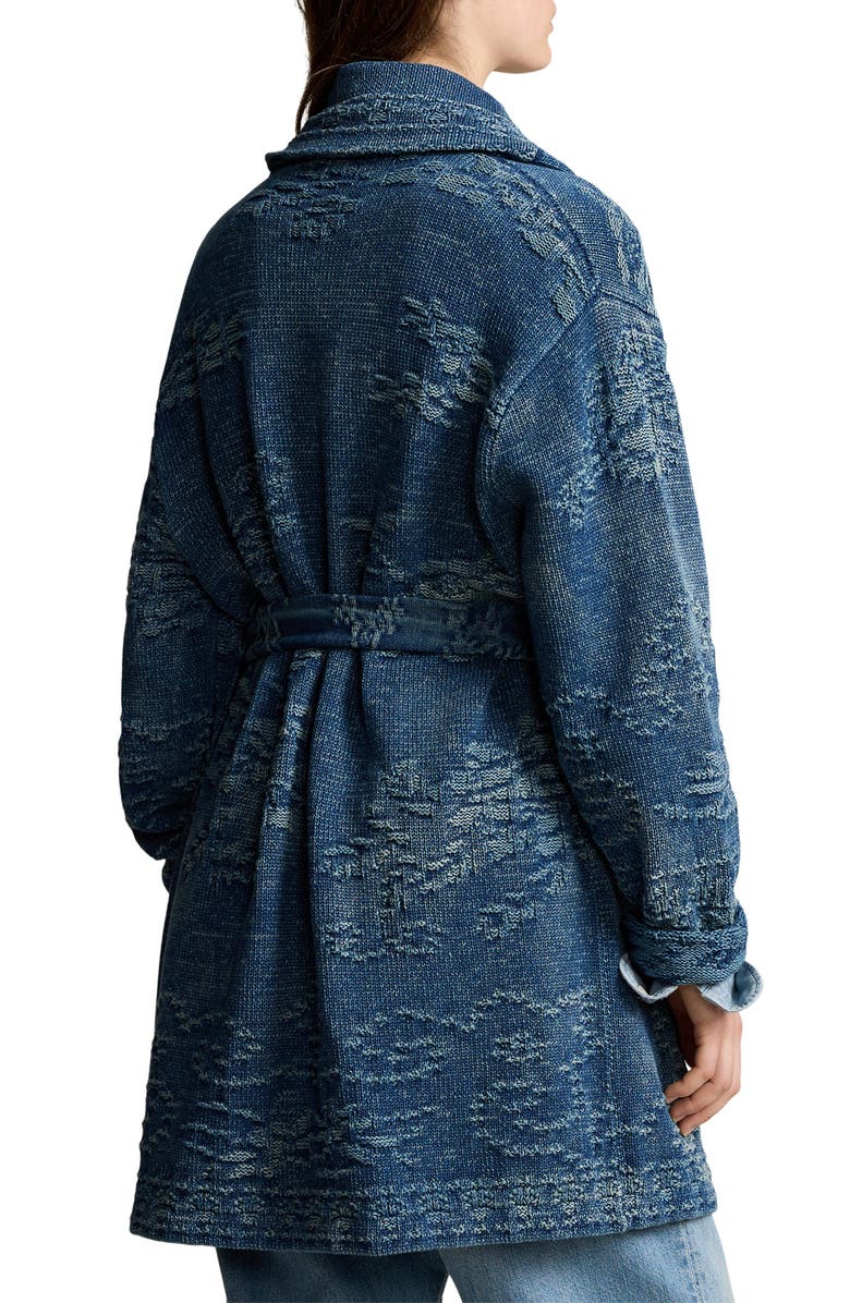 Floral Shawl Collar Cotton Cardigan