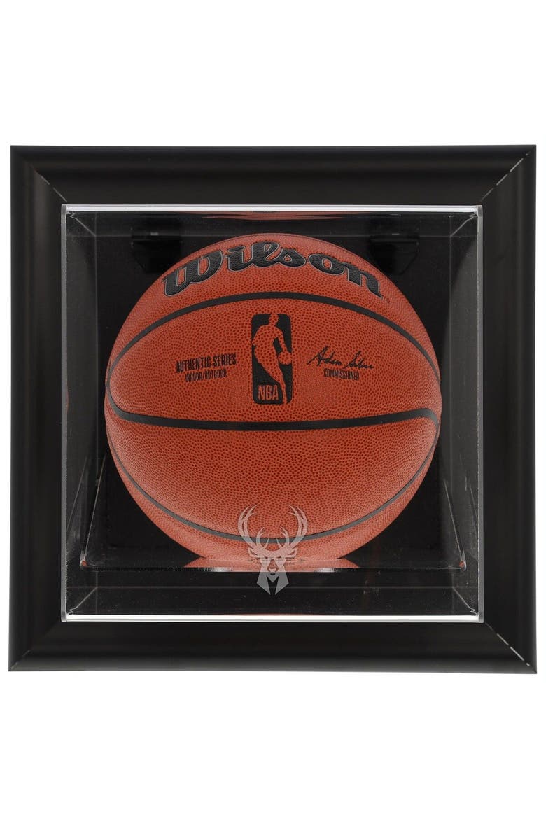 Milwaukee Bucks Framed Black Wall-Mounted Team Logo Basketball Display Case, Main, color, Black