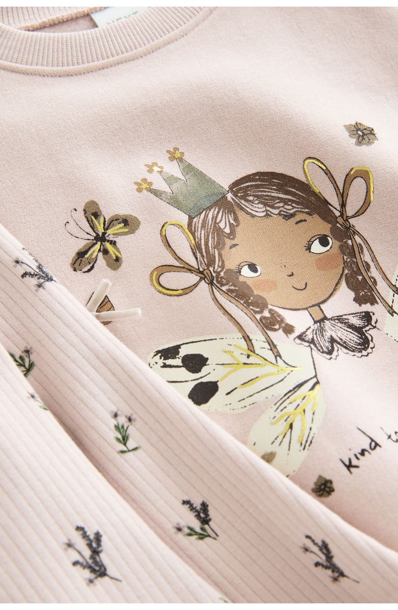 NEXT Kids' Character Graphic Sweatshirt & Flare Leggings Set, Alternate, color, Cream