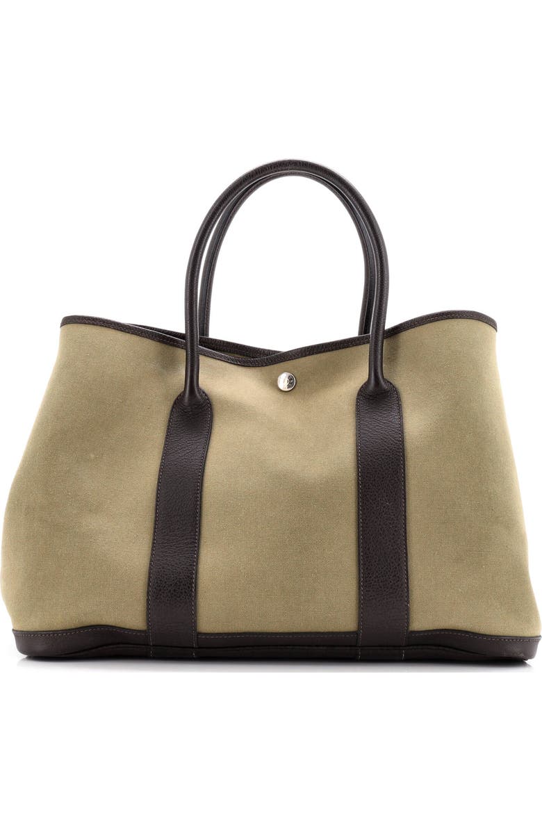 Pre-Owned Hermes Garden Party Tote Toile and Leather 36, Main, color, Khaki