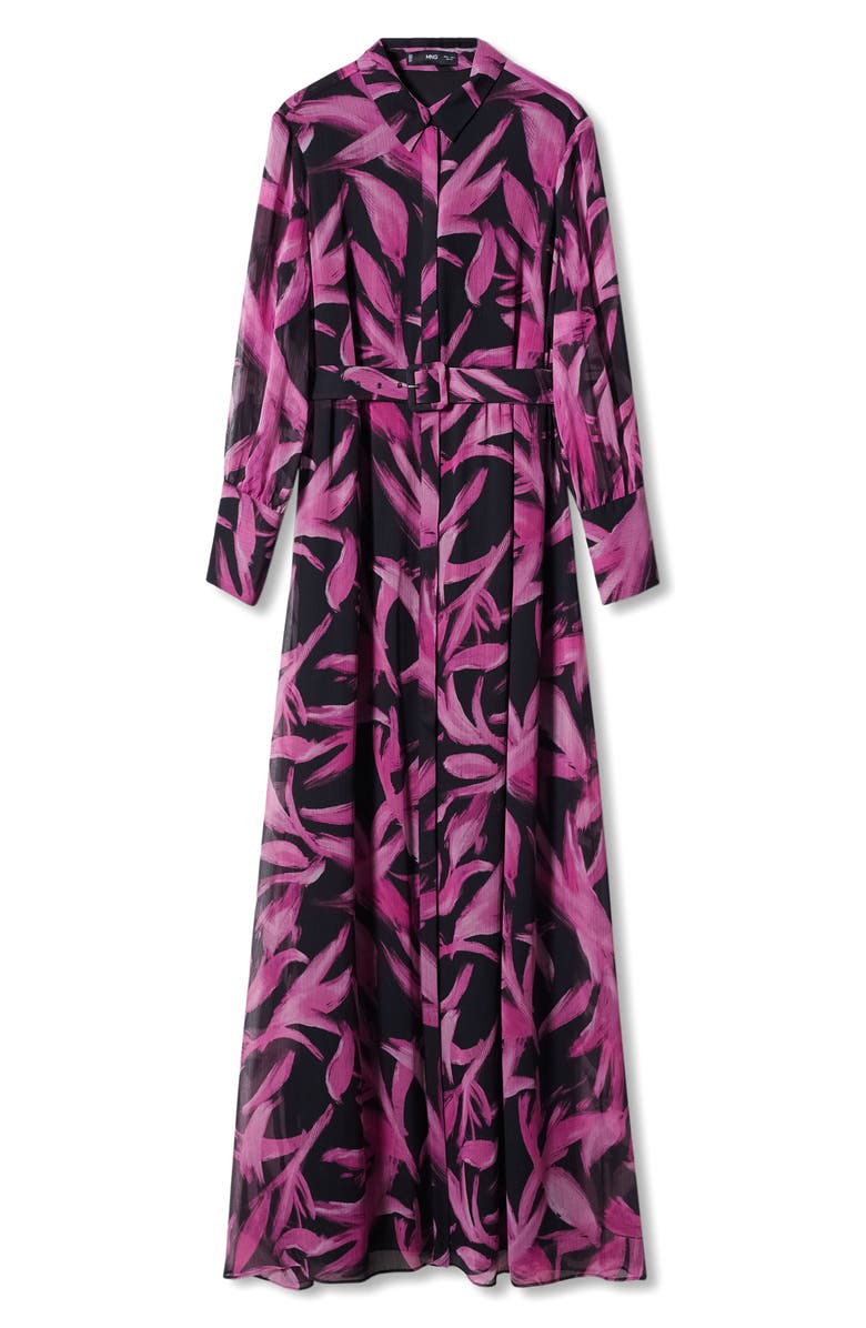 MANGO Long Sleeve Leaf Print Dress, Alternate, color, 