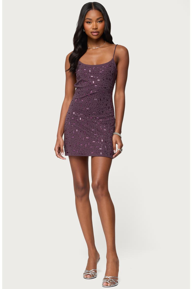 Embellished Strappy Back Minidress, Alternate, color, PURPLE