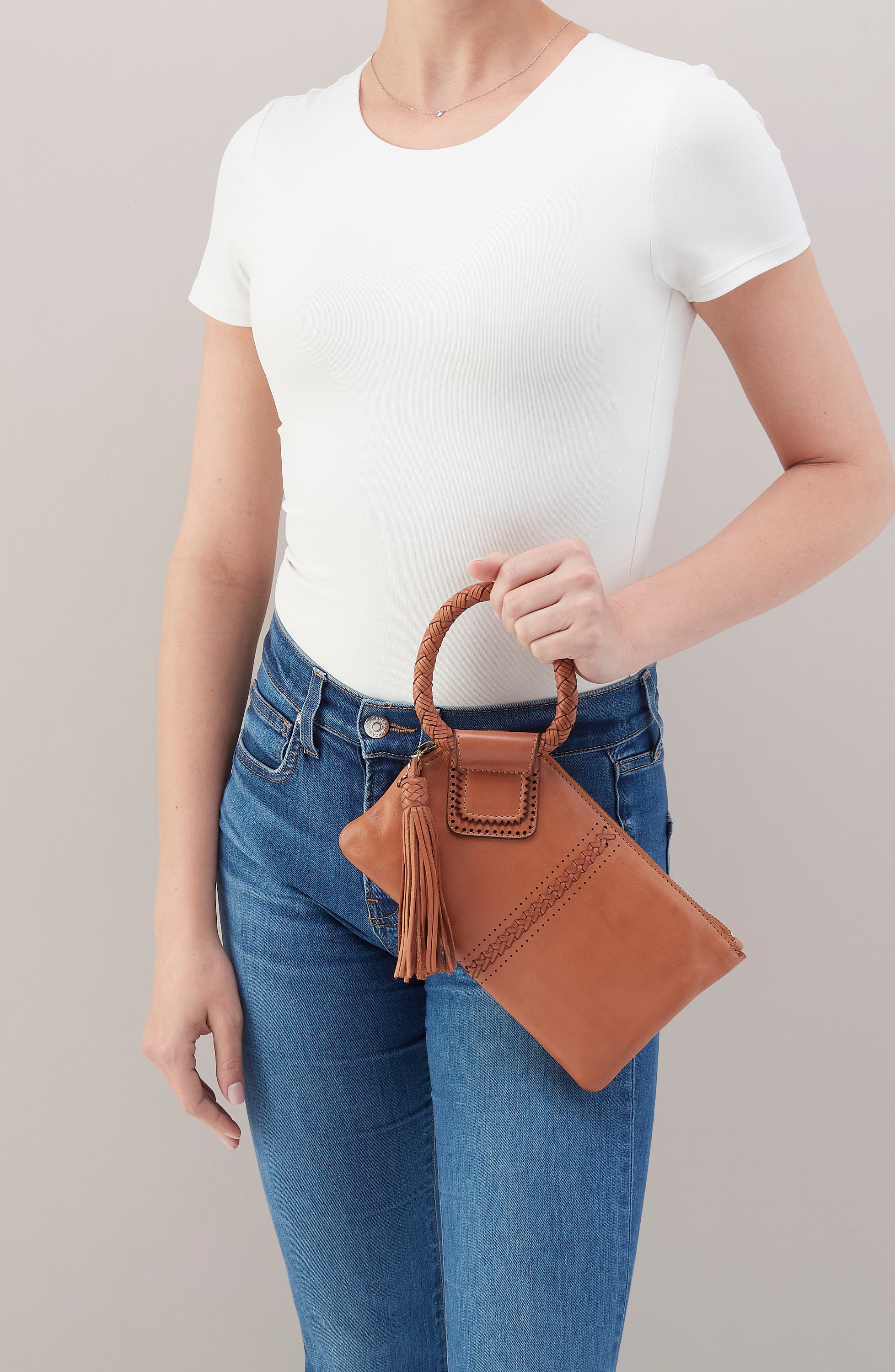 HOBO Sable Leather Wristlet, Alternate, color, Harvest Wheat