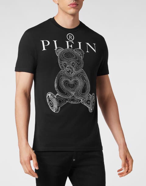 T-Shirt Round Neck Ss With Crystals Teddy Bear Men