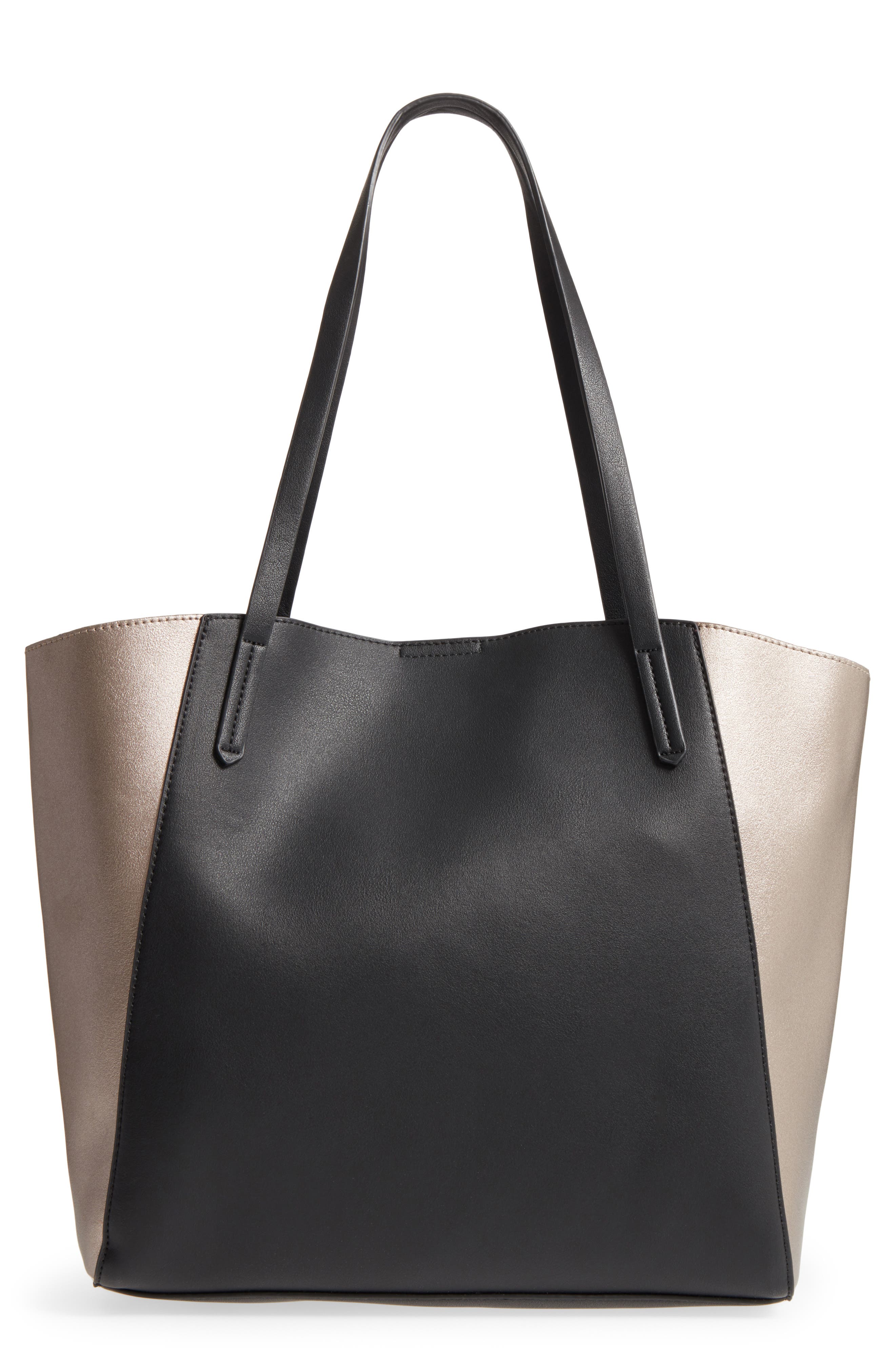 BP. Colorblock Faux Leather Tote, Main, color, 